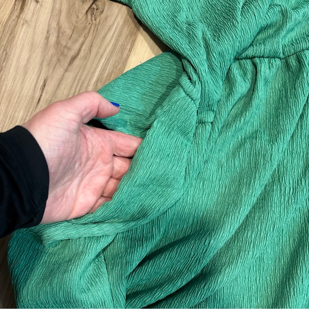 Ava & Viv Green Textured A Line Flutter Sleeve Dress Plus Size 3X Pockets - Picture 4 of 9